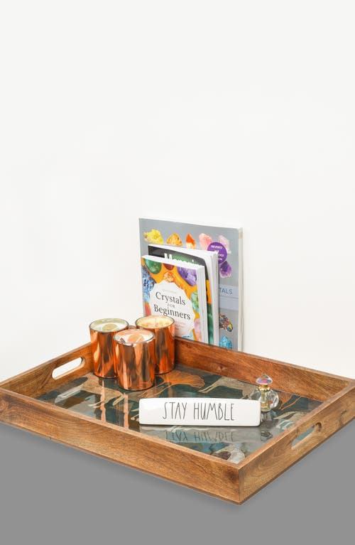TIRAMISU TIRAMISU RECTANGULAR RESIN & WOOD DECORATIVE TRAY SET