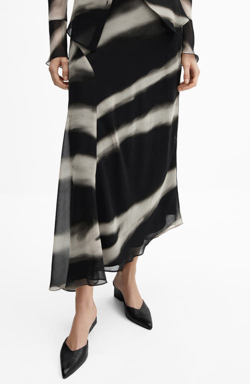 Allegra Tie Dye Asymmetric Skirt in Black