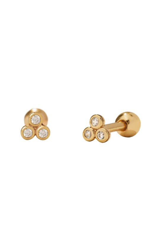 Shop Made By Mary Live In Trinity Cubic Zirconia Stud Earrings In Gold