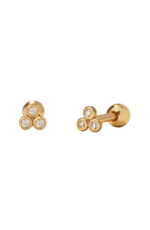 MADE BY MARY Live In Trinity Cubic Zirconia Stud Earrings in Gold at Nordstrom