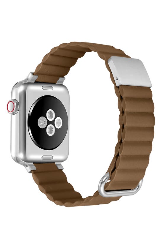 Shop The Posh Tech Dakota Magnetic Leather Apple Watch® Watchband In Brown