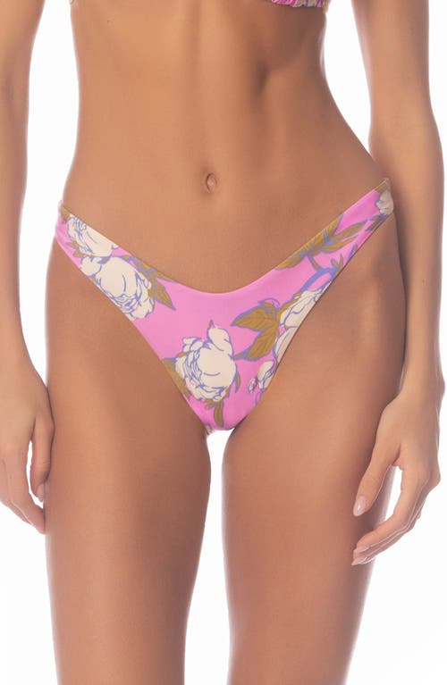 Maaji Splendor Pink Fiore High Cut Reversible Bikini Bottoms In Pink