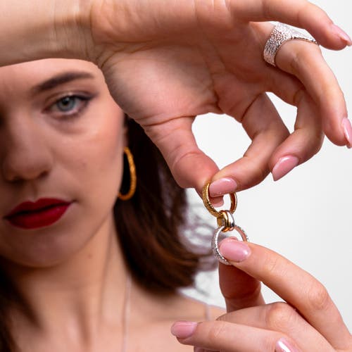 Lucy Quartermaine Multi Finish Double Hula Joined Ring In Sterling Silver