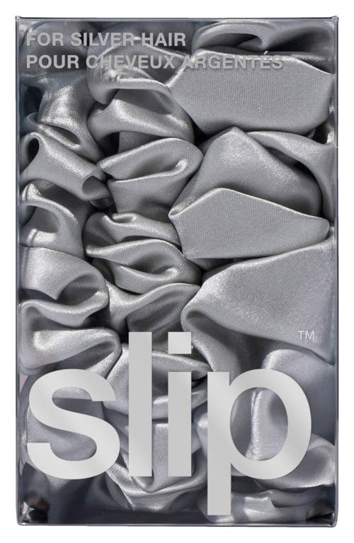 Slip 3-pack Large & Small Silk Scrunchie Set In Silver