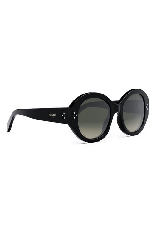 Shop Celine Bold 3 Dots 53mm Polarized Gradient Round Sunglasses In Shiny Black/gradient Brown