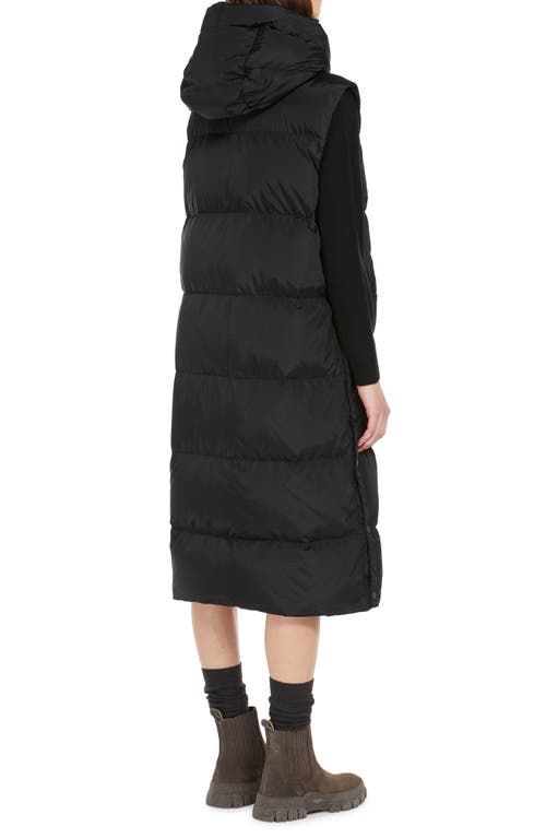 Shop Weekend Max Mara Zimino Hooded Long Quilted Down Puffer Vest In Black