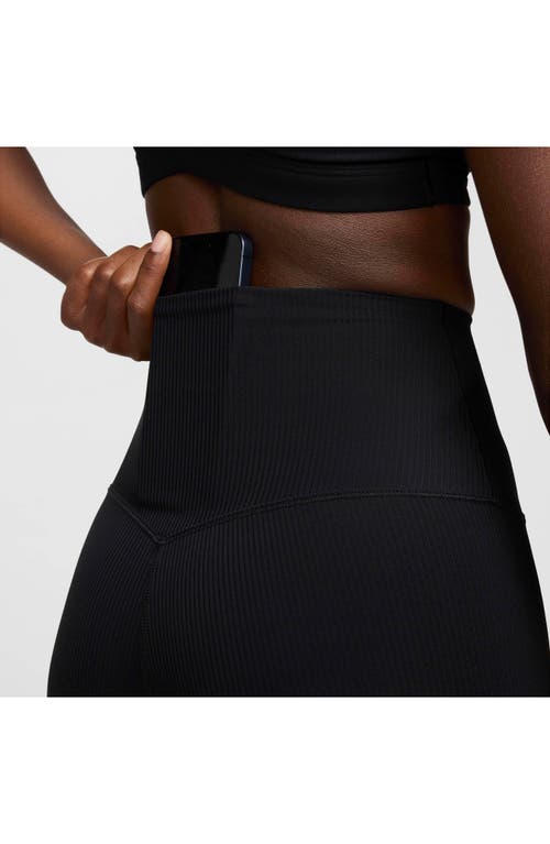 Shop Nike Zenvy Dri-fit High Waist Rib Bike Shorts In Black/black