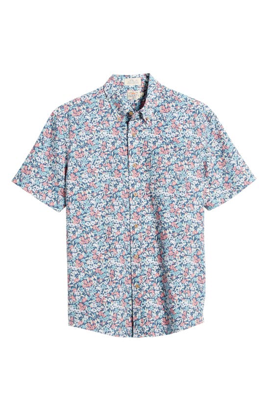 Shop Faherty Breeze Short Sleeve Button-down Shirt In Seafoam Beach Blossom
