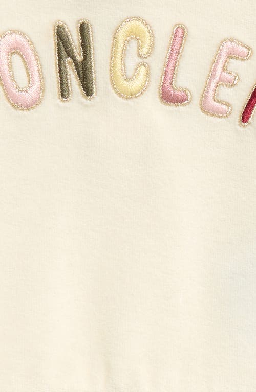 Shop Moncler Kids' Logo Embroidered Chenille Dress In White