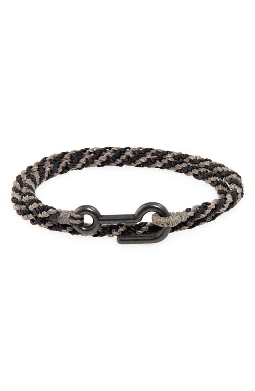 Men's Utility Hook Macramé Double Wrap Bracelet in Black Combo