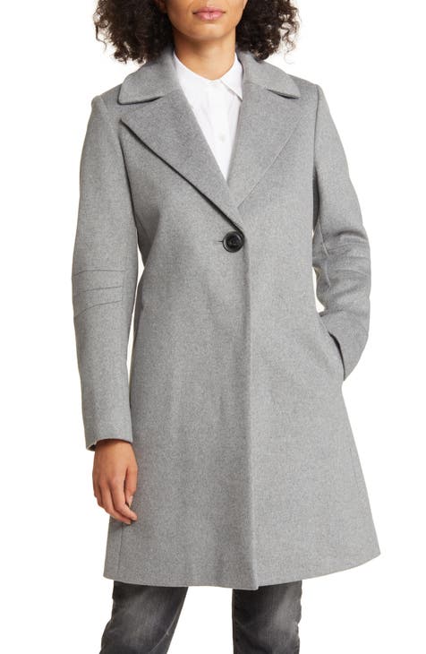 gray midi wool coat womens winter warm coat 1825#