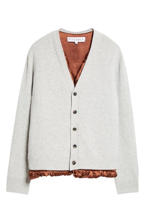 Shop Jw Anderson Satin Lined Wool Cardigan In Light Grey