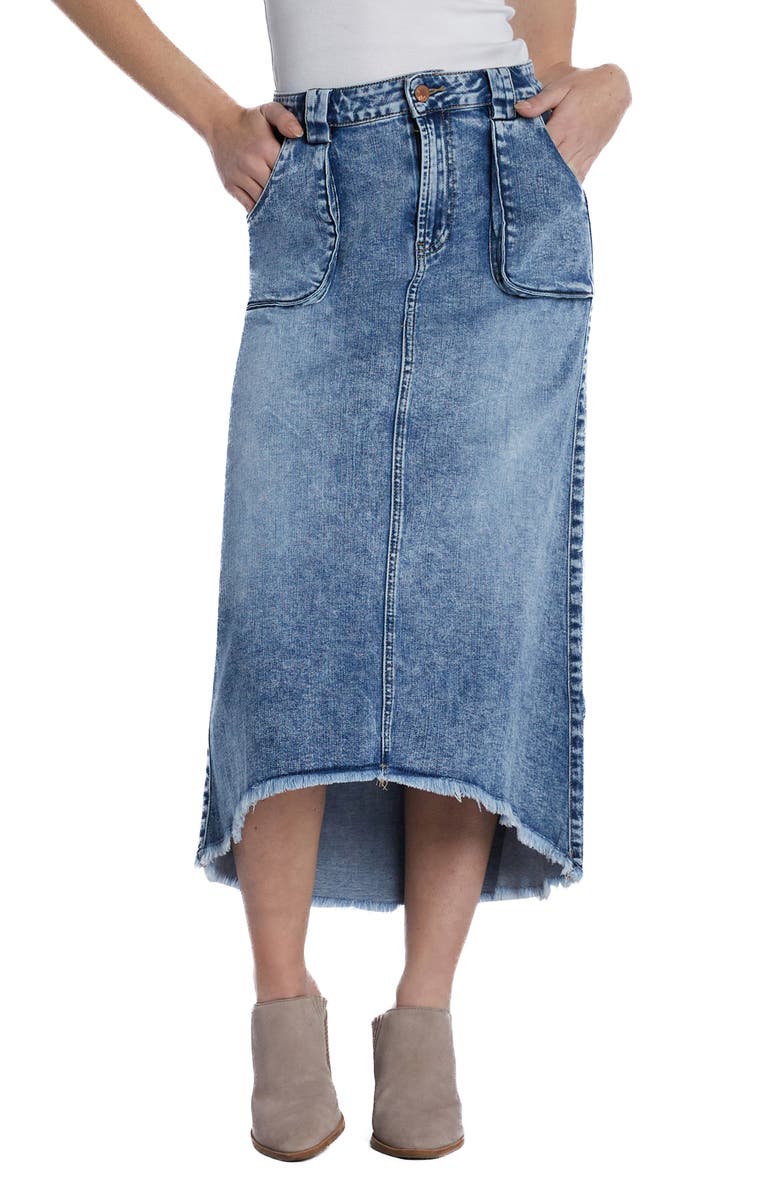 Wash Lab Denim Patch Pocket Denim Midi Skirt | Nordstrom