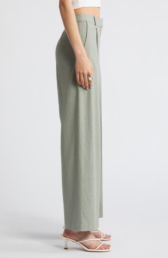 Shop Open Edit Wide Leg Linen Blend Pants In Green Halo