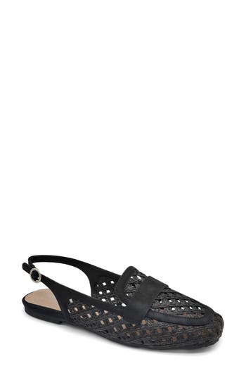 Reaction Kenneth Cole Enrica Raffia Slingback Flat In Black Raffia