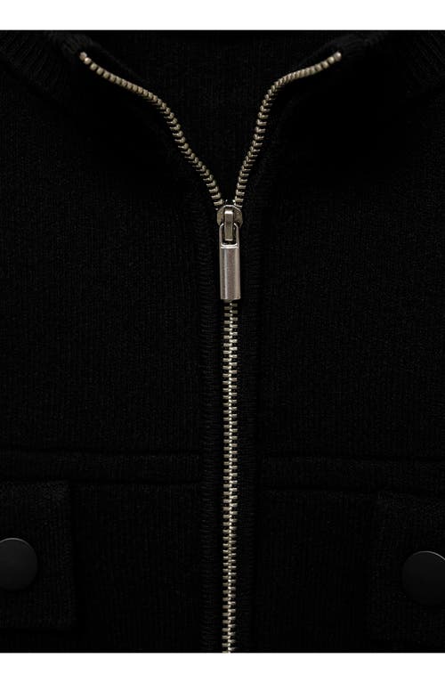 Shop Mango Pocket Knit Jacket In Black