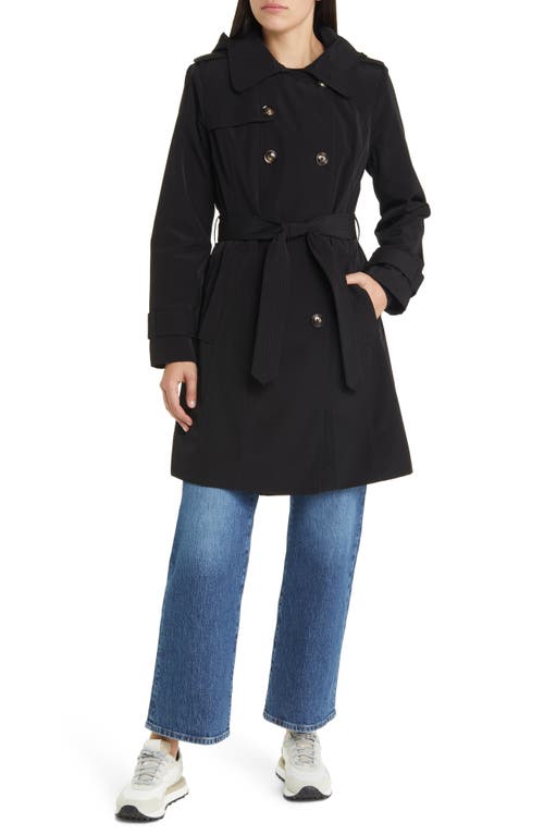 London Fog Belted Trench Coat in Black