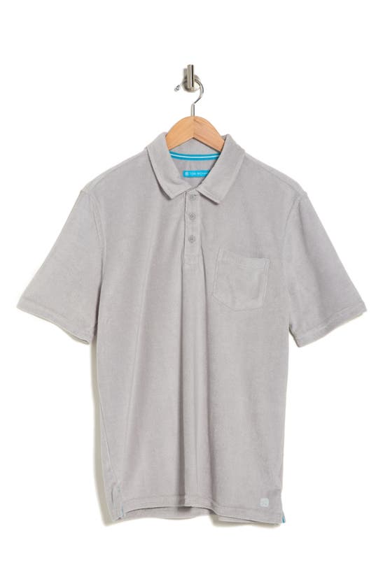 Shop Tori Richard Bungalow Cotton Blend Terry Polo Shirt In Heather Grey