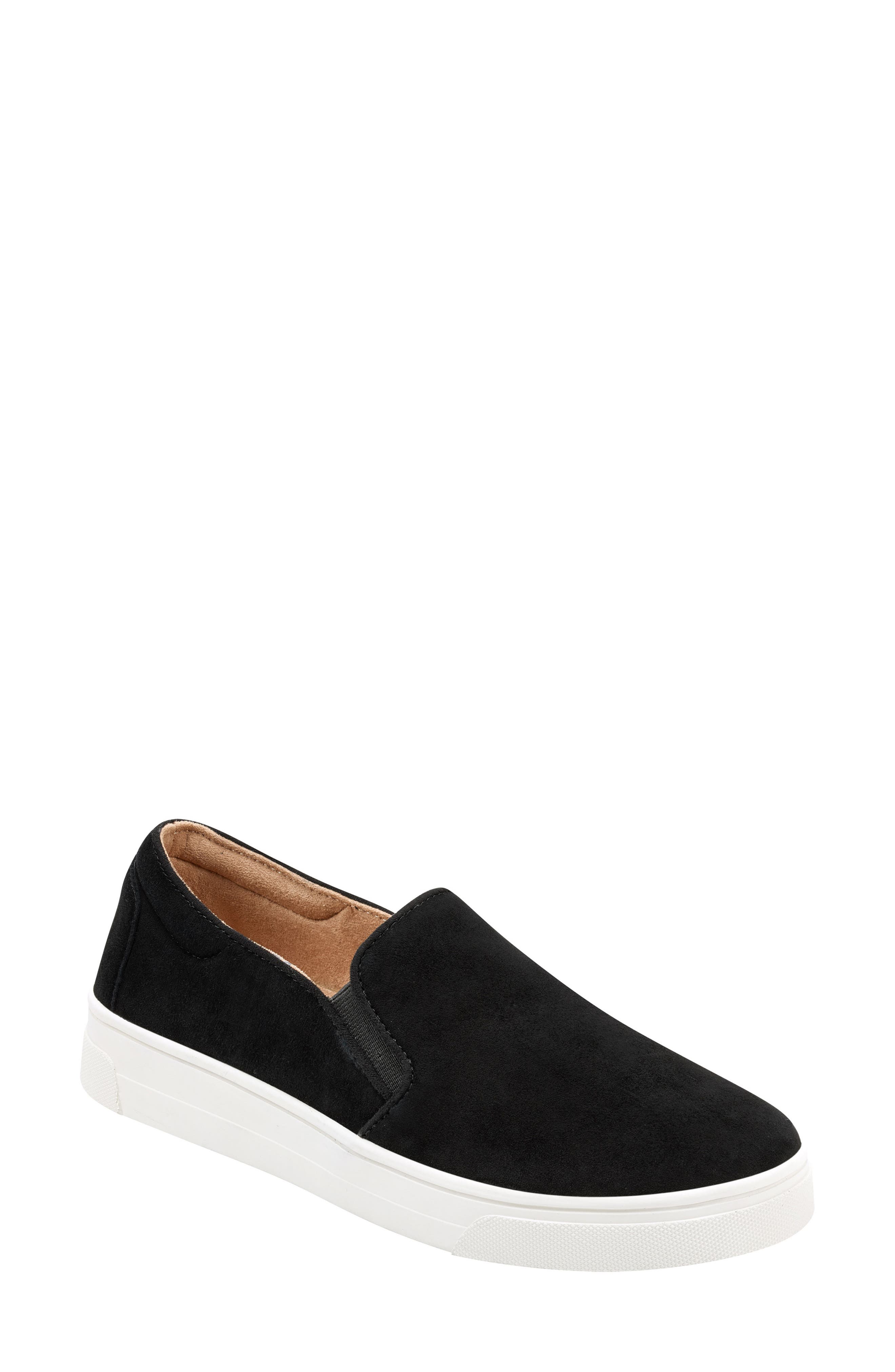 womens black suede slip on shoes