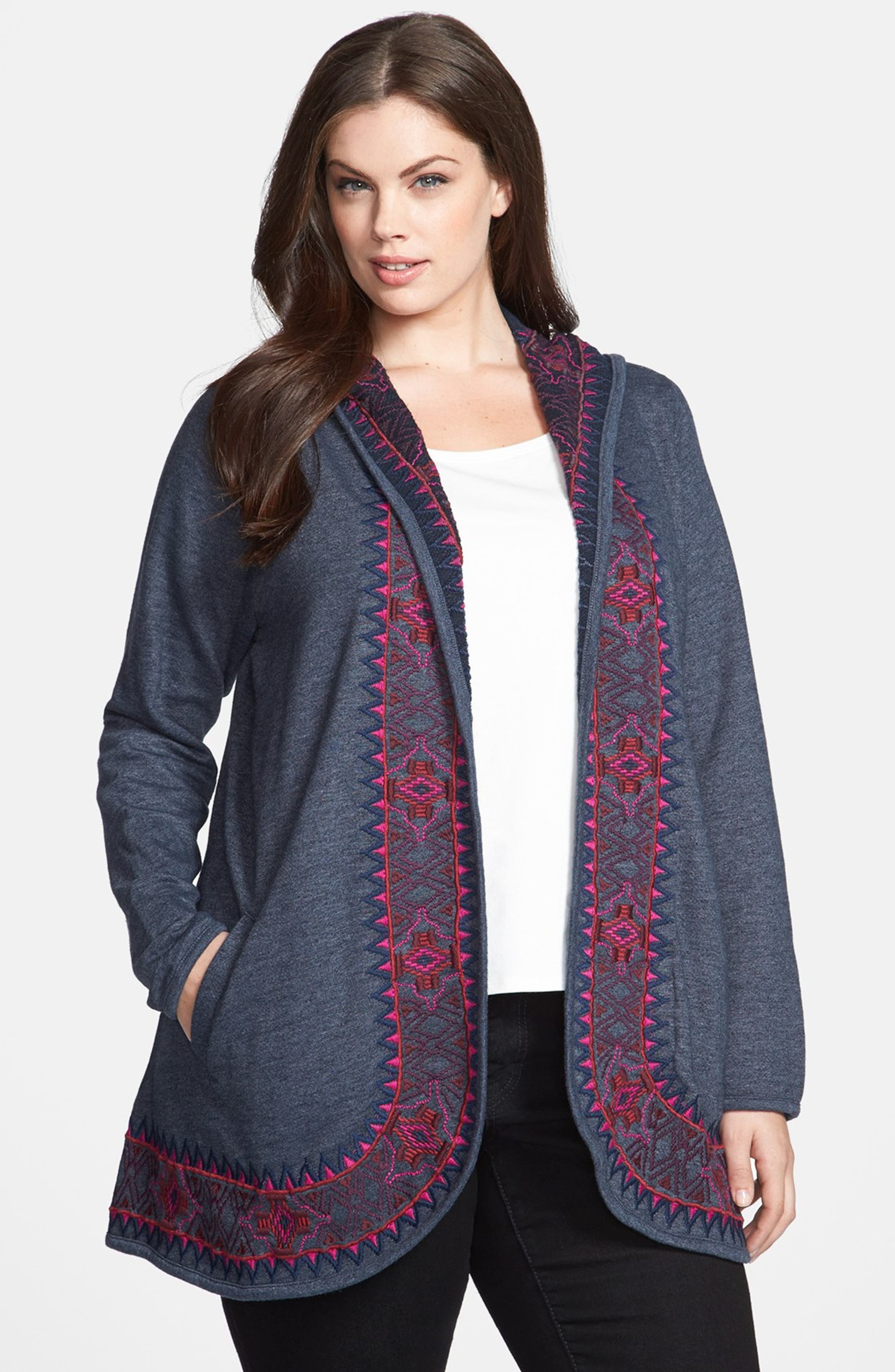 Lucky Brand 'Moroccan' Embroidered Cardigan (Plus Size) | Nordstrom