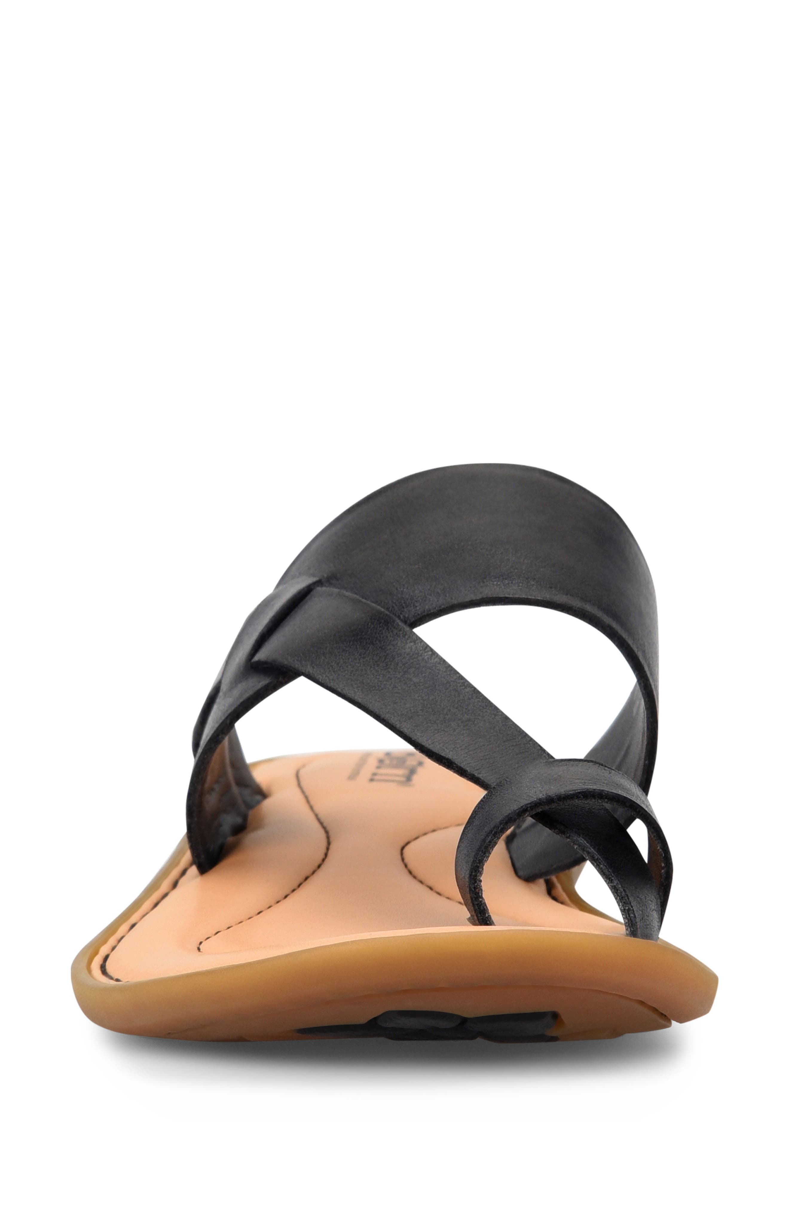 born black leather flip flops