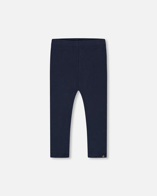 Shop Deux Par Deux Girl's Rib Leggings Navy In Peacoat