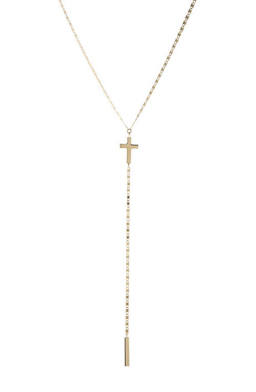 Lana Malibu Cross Y-Necklace in Yellow Gold