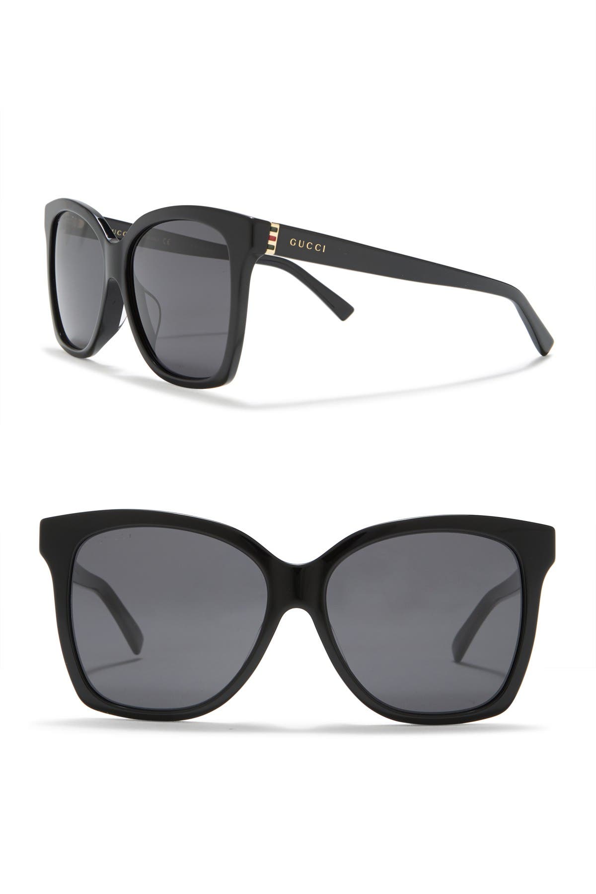 gucci 57mm square sunglasses black