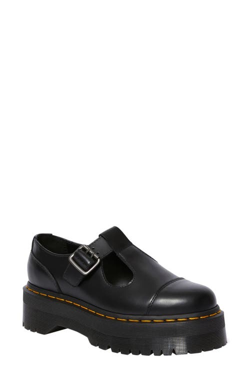 Dr. Martens Bethan T-Bar Platform Shoe in Black Smooth