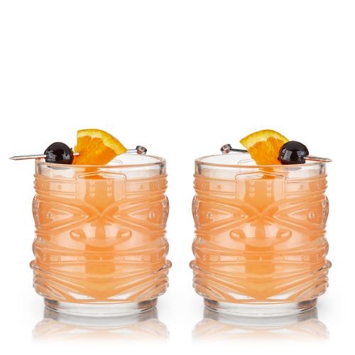 Viski Pacific Crystal Tiki Dof Tumblers Set Of 2 In Clear