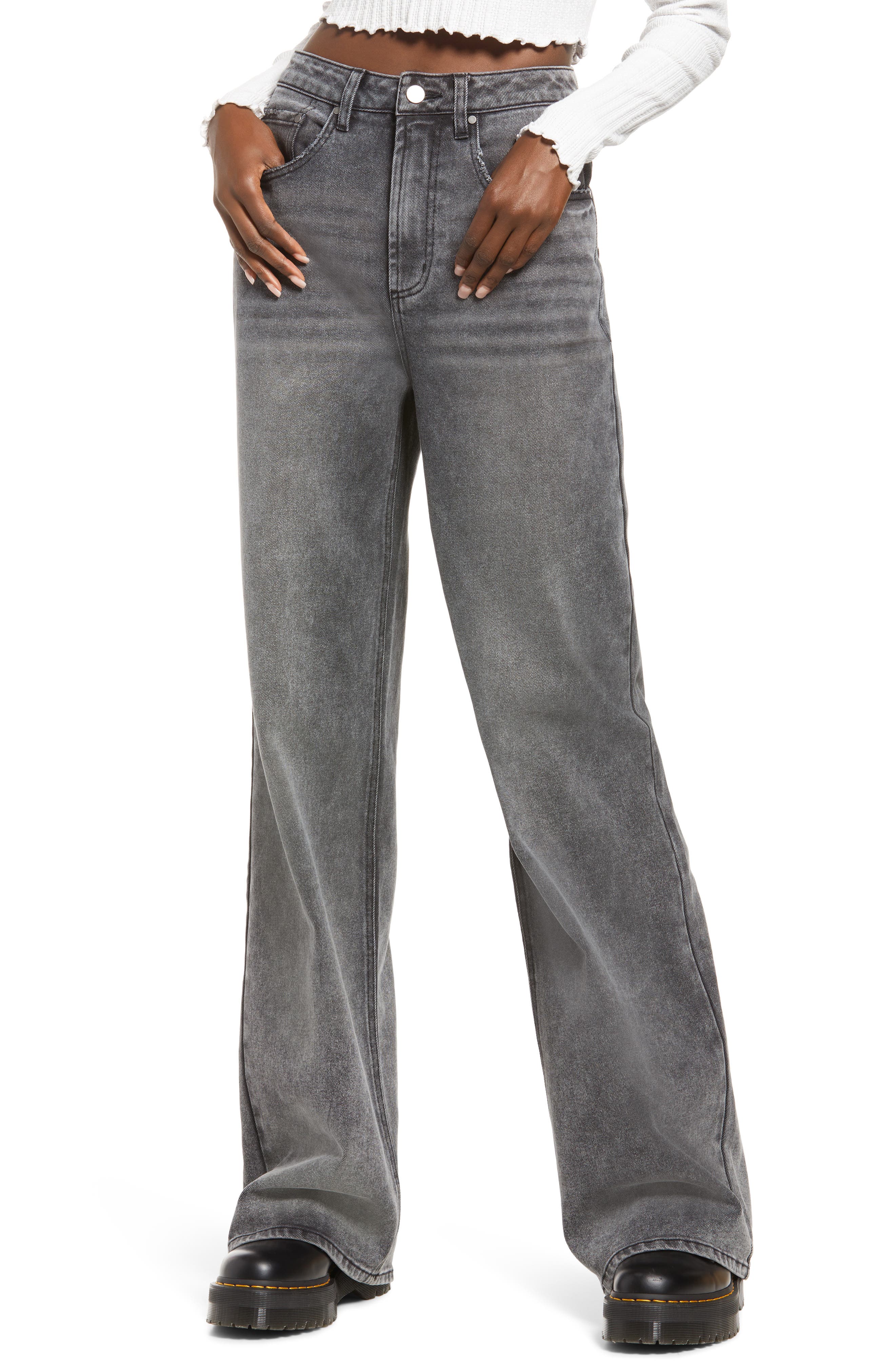 wide leg grey jeans