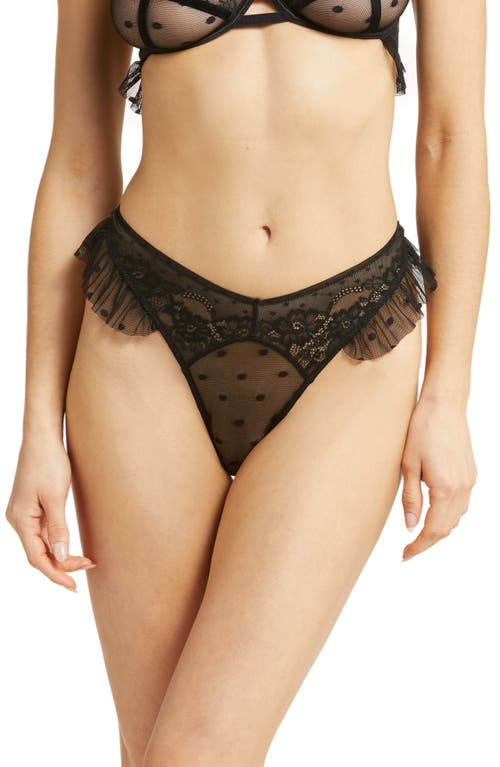 Flora Lace Thong in Black