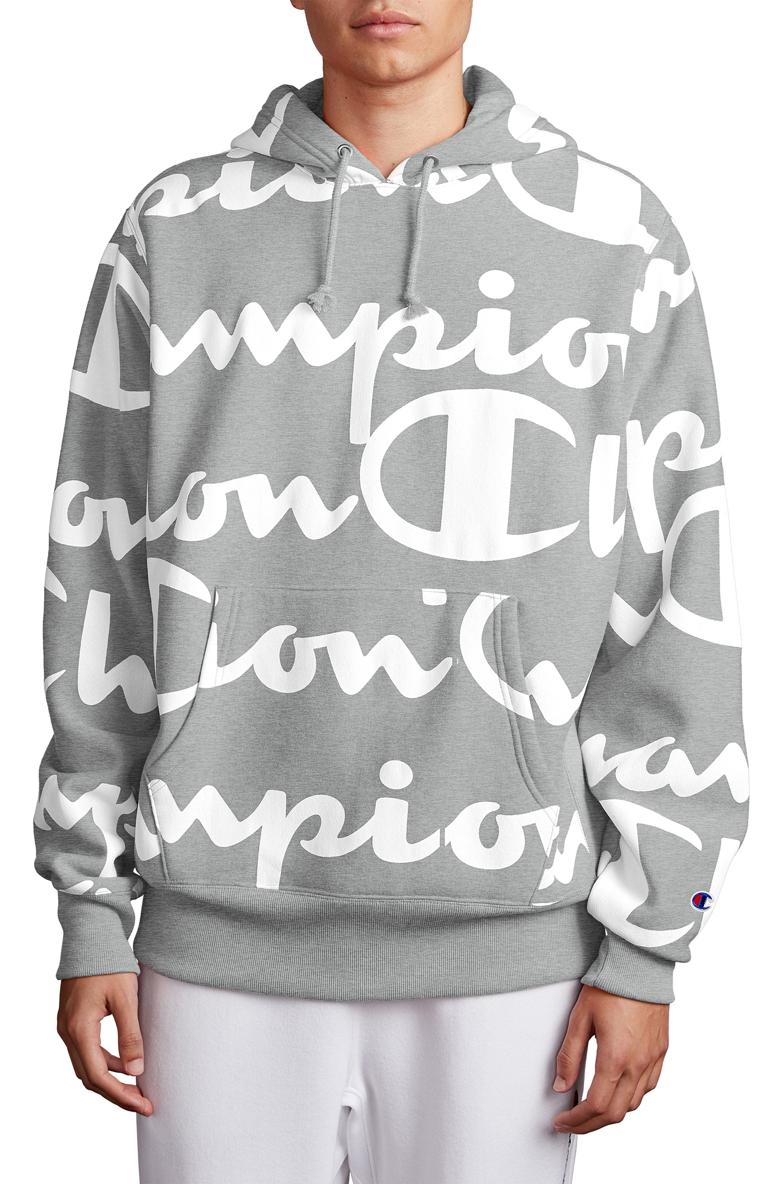 champion all over print logo hoodie