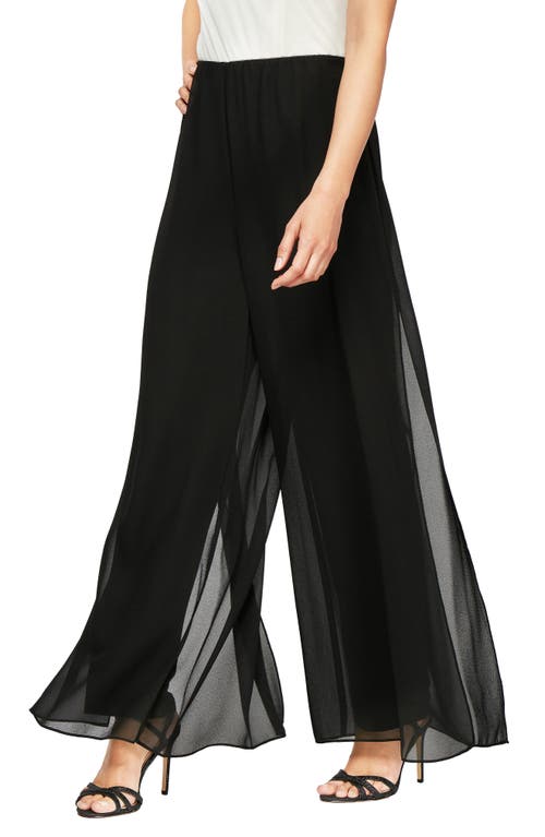 Alex Evenings Gauzy Wide Leg Pants Black at Nordstrom, P