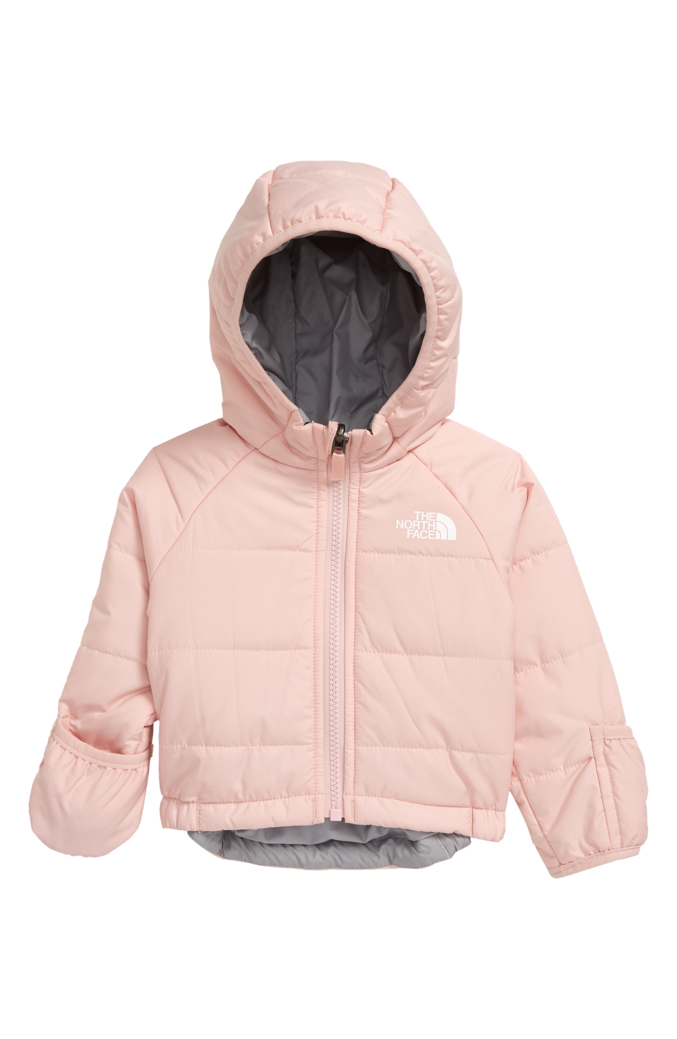 light pink north face coat