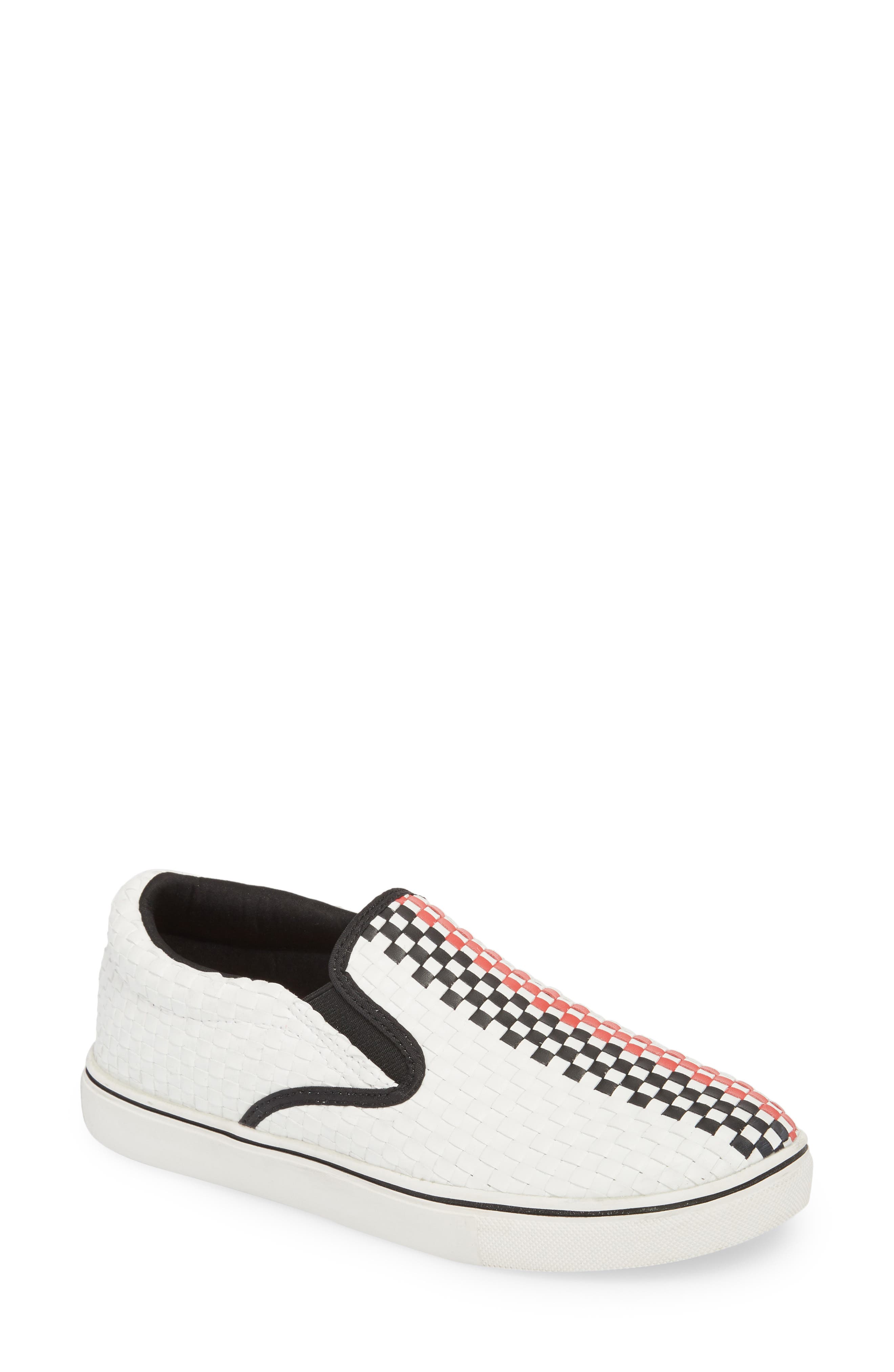 Bernie Mev. Checkerboard Slip-On Sneaker, White