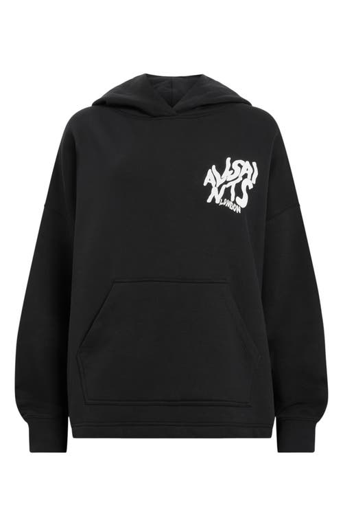 Shop Allsaints Orlando Etite Graphic Hoodie In Washed Black