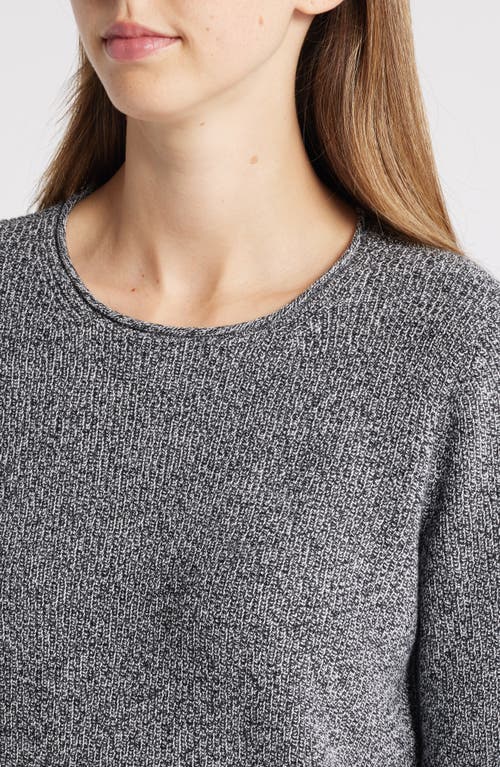 Shop Eileen Fisher Crewneck Organic Cotton Sweater In Black/ivory