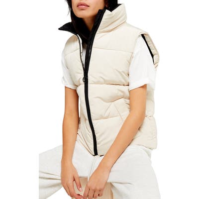 Topshop Ida Quilted Vest, Ivory
