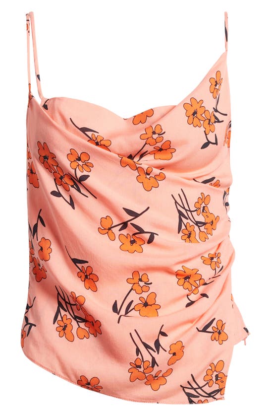 Shop Topshop Cherry Blossom Cowl Neck Camisole In Pink