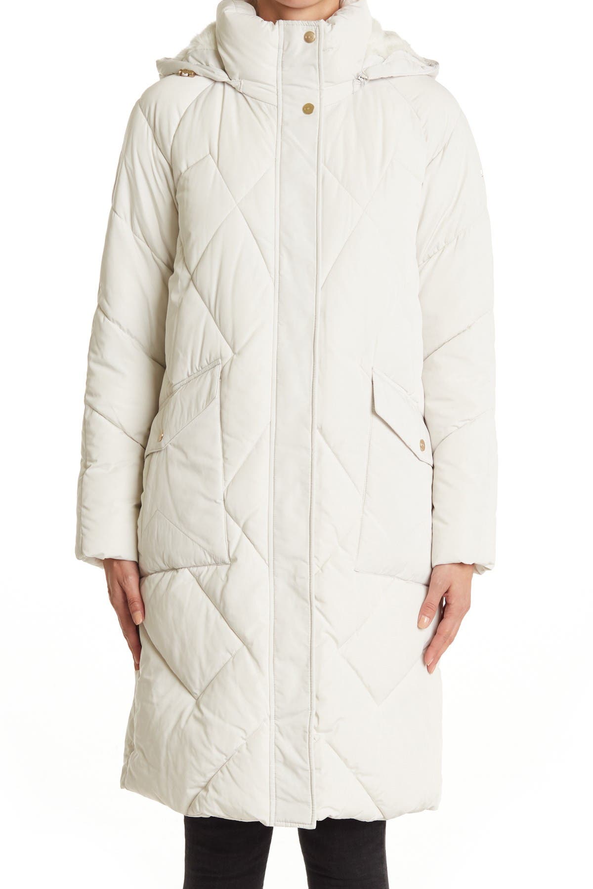 Donna Karan | Faux Fur Lined Hood Zip Cocoon Puffer Jacket | Nordstrom Rack