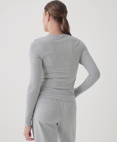 Pact Organic Cotton Cool Stretch Fitted Long Sleeve Tee In Heather Grey