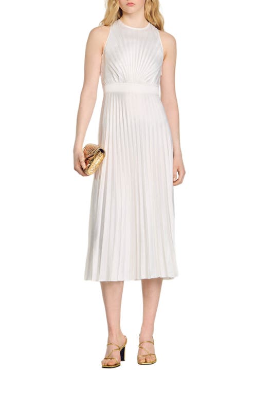 Shop Sandro Pleated Maxi Dress In Ecru