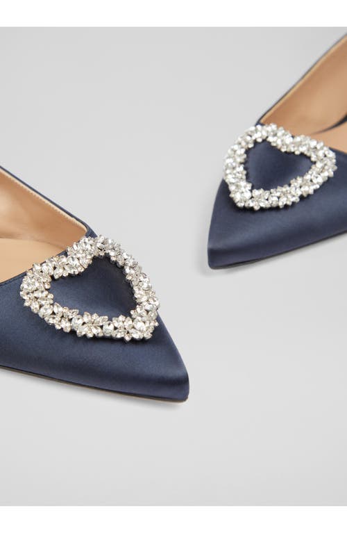 Shop Lk Bennett Luana Pointed Toe Slingback Flat In Navy