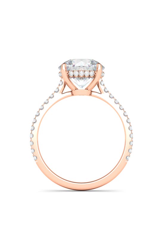 Shop Hautecarat Round & Pavé Lab Created Diamond 18k Gold Ring In 18k Rose Gold