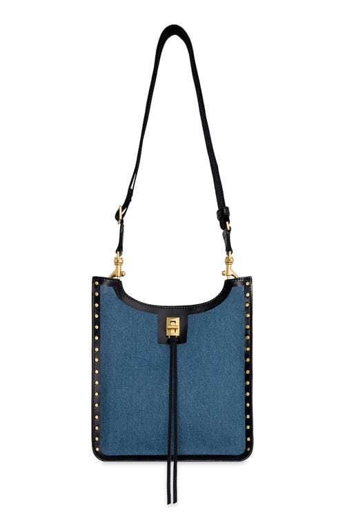 Rebecca Minkoff Medium Darren North/South Denim & Leather Crossbody Bag in Mid Blue/Black at Nordstrom