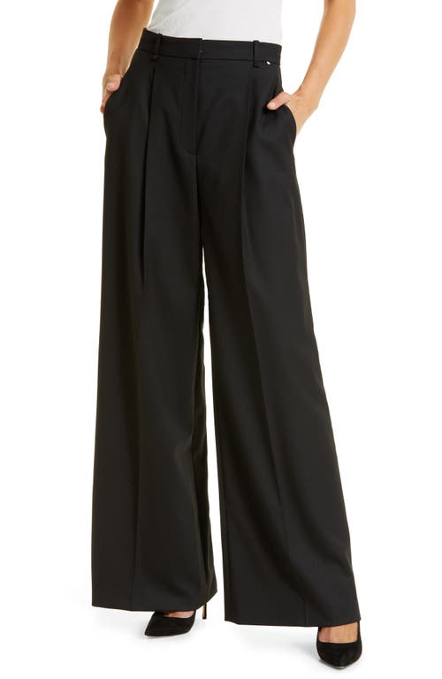 BOSS Taciana Wool Blend Wide Leg Pants in Black