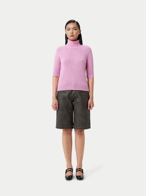 Gobi Mongolian Cashmere Jersey Knitted Cashmere Top In Pink Frosting