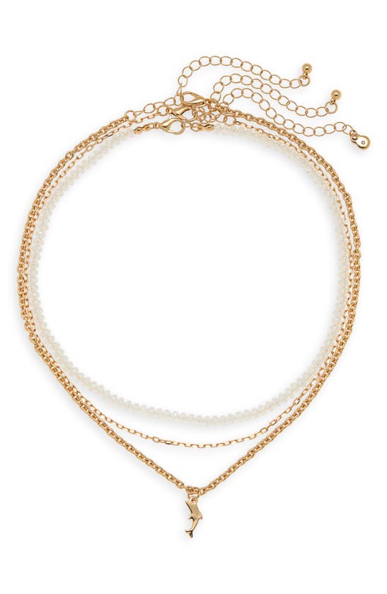 Shop Bp. Layered Dolphin Charm Necklace In Goldhite