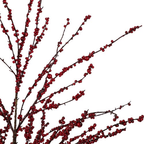 Northlight 50" Artificial Red Berry Christmas Twig Tree With Square Stand, Unlit In Red